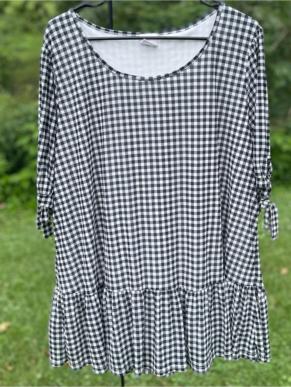 Luna Blouse Womens 3X Black White Tied Sleeve Cottagecore